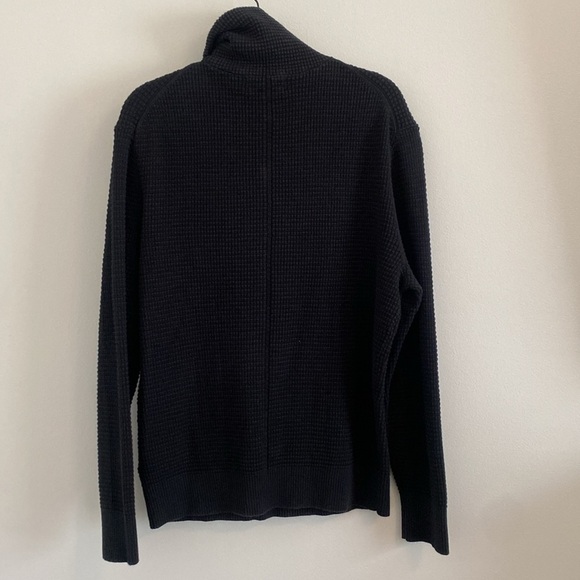 NWT Banana Republic Men's Cotton Waffle-Knit Half-Zip Sweater Black Size Large - Picture 9 of 11